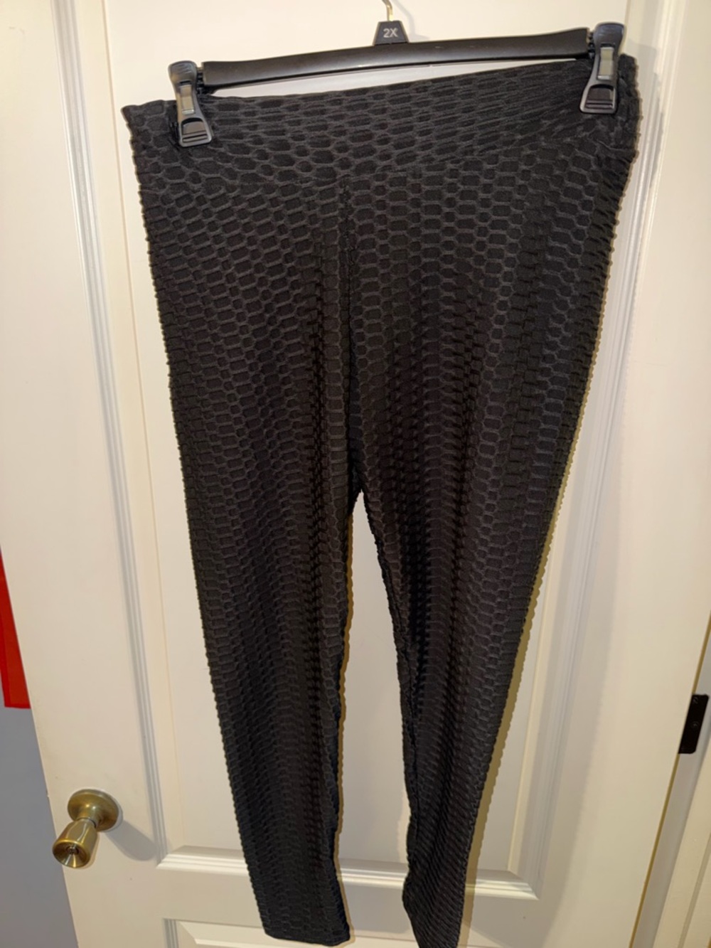 High-Waist Textured Black Leggings